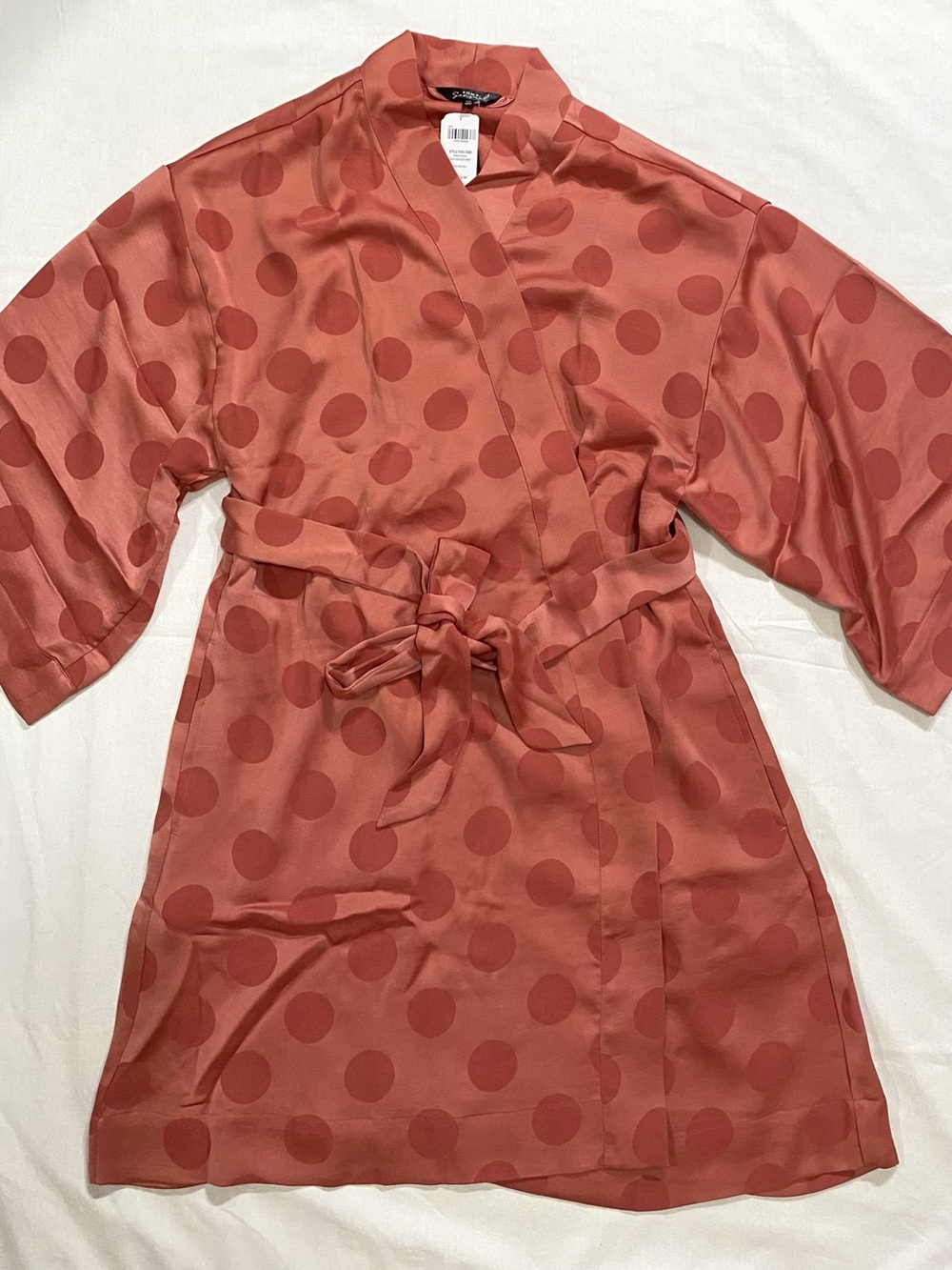 Soma Sensual Women’s S/M Satin Jacquard Robe Pink Nouveau Polka Dot